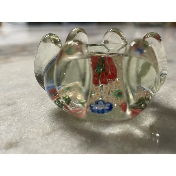 Art Glass Millifiori Mosaic Paperweight Chopstick Rest Calligrapher Brush Holder - Picture 2 of 5